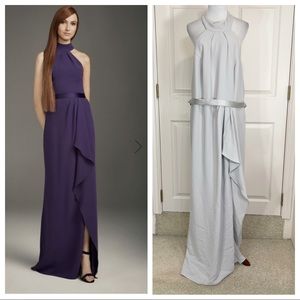 NWT! Vera Wang white Mock-Neck Double Cloth Bridesmaid Dress VW360470 sterling